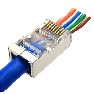 Perakitan Kabel Jaringan Cat6 STP FTP Terlindung Kontak Berlapis Emas Ethernet RJ45