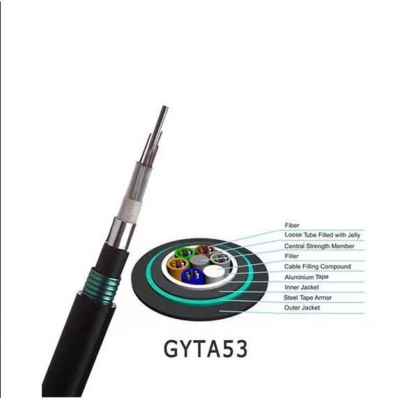 Penjualan langsung pabrik dari GYTA53 single-mode kabel serat optik 4-288 inti kabel serat optik lapis baja luar langsung terkubur