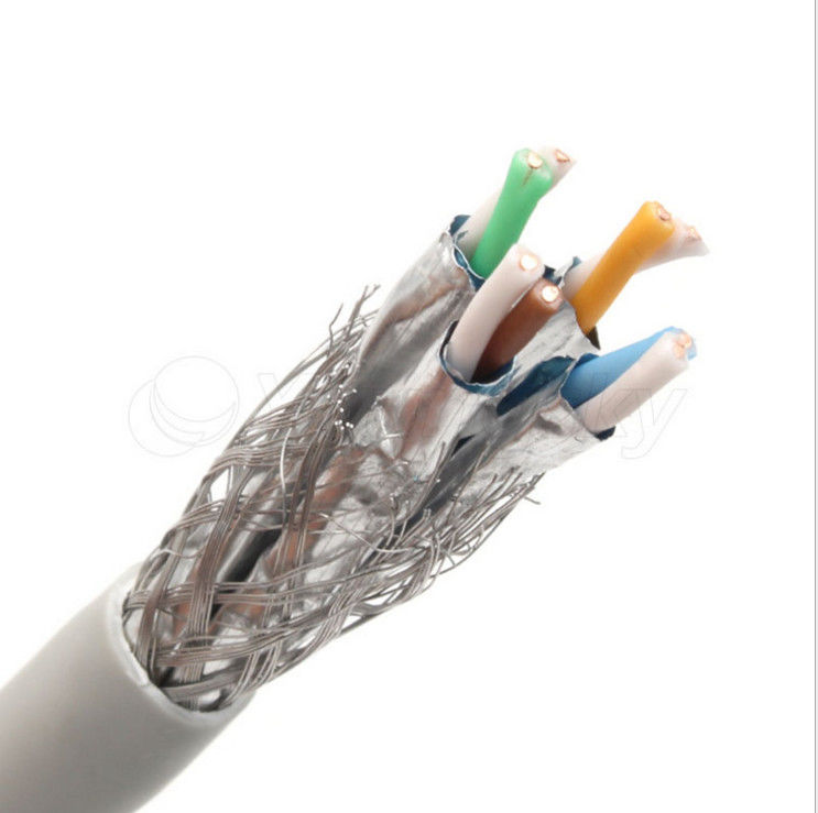 Al Foil 0,58mm Konduktor HDPE PVC Isolasi Kabel SFTP Cat6a, Kabel Ethernet Cat6a