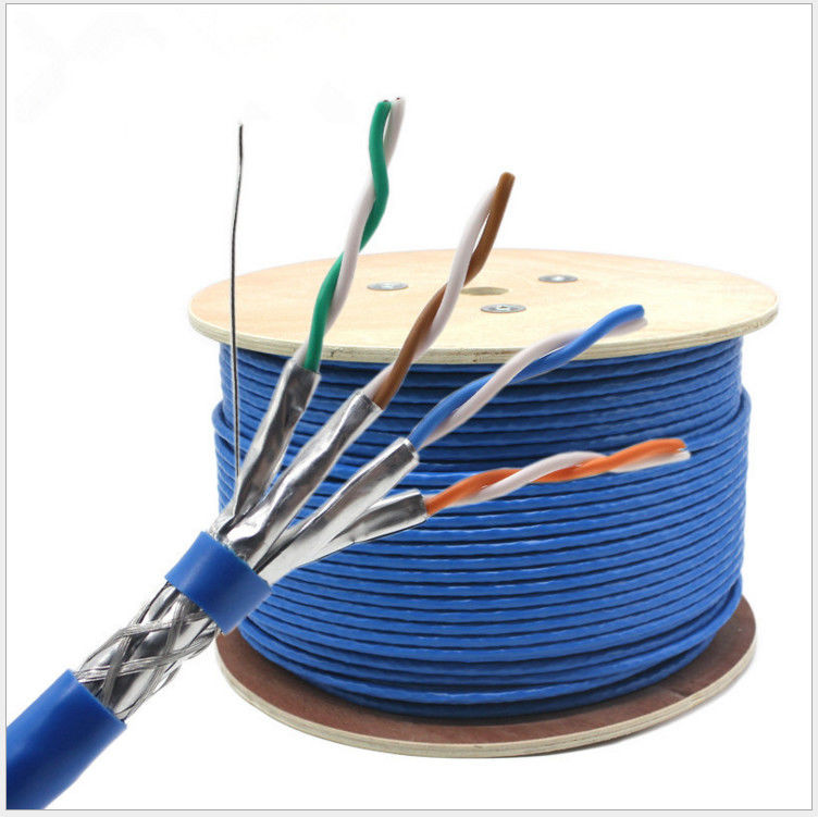 305m Terlindung 23awg 0.58mm Kabel LAN CAT7 Tembaga Telanjang, Kabel Jaringan Cat 7