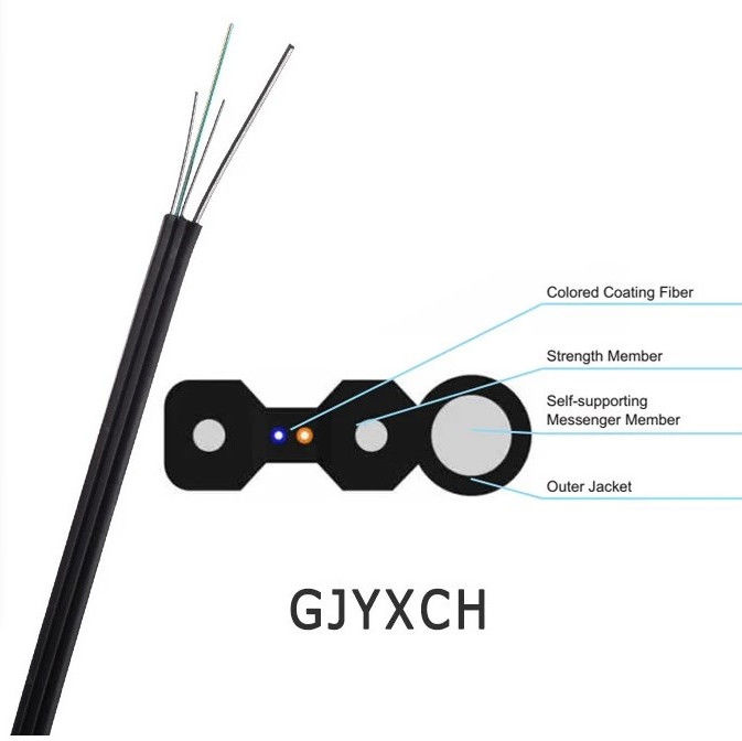 FTTH G652 Single Mode 2 Core 4 Core Fiber Cable, Kabel Fiber Ethernet