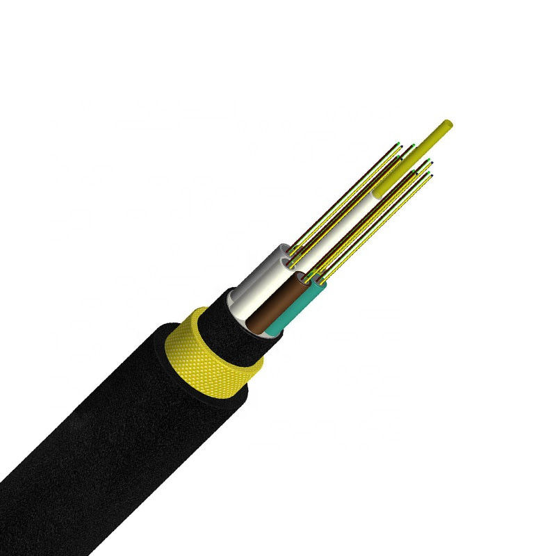 Luar ruangan 4 12 24 48 96144 Core ADSS Kabel Serat Optik Tabung Longgar