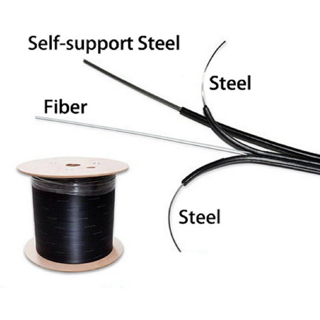 2 Inti Kabel Baja Dukungan Mandiri Kabel Serat Optik Drop FTTH GJYXCH