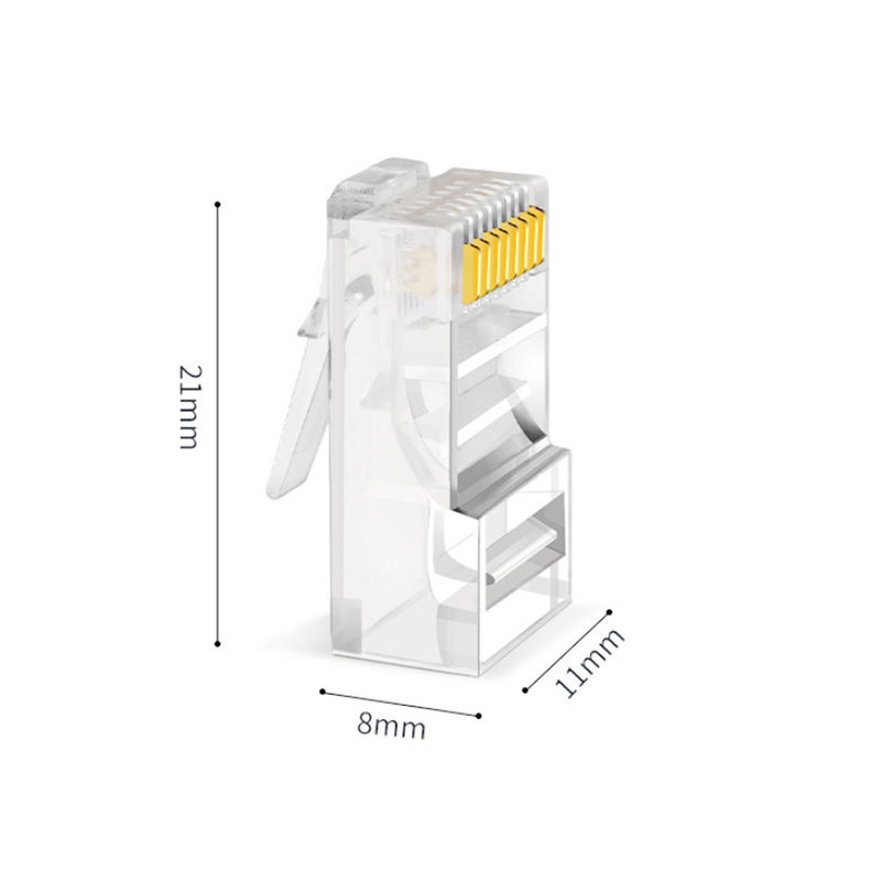 Ethernet Cat5 Cat6 8P8C RJ45 Konektor Pria UTP Unshielded Toolless Kepala Kristal Modular Plug
