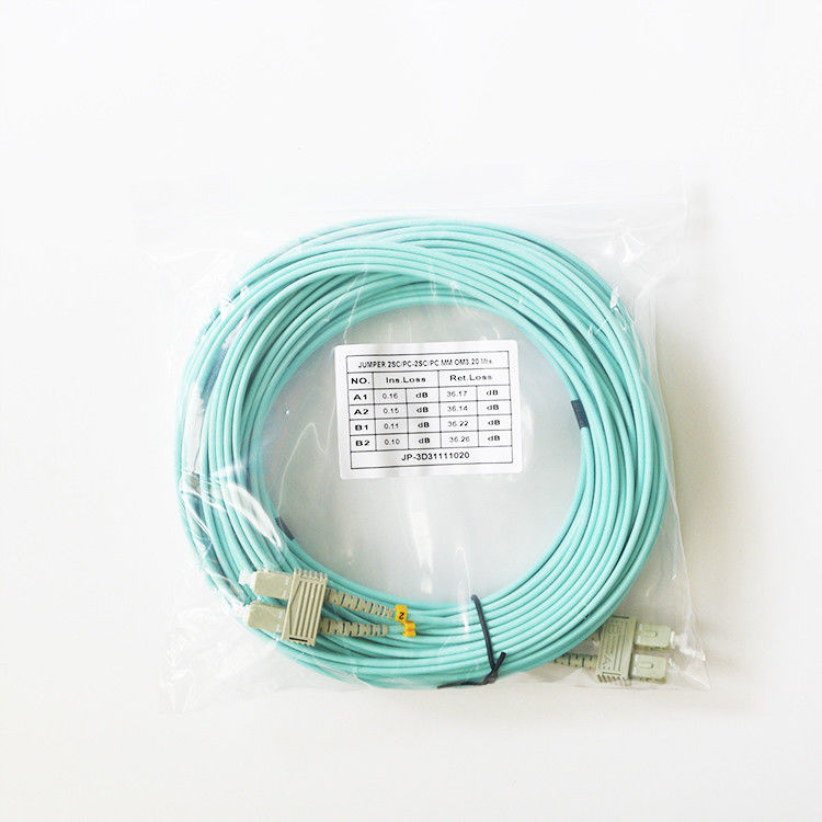 Duplex SC / UPC MM OM3 2.0mm / 3.0mm Kabel Patch Serat Optik